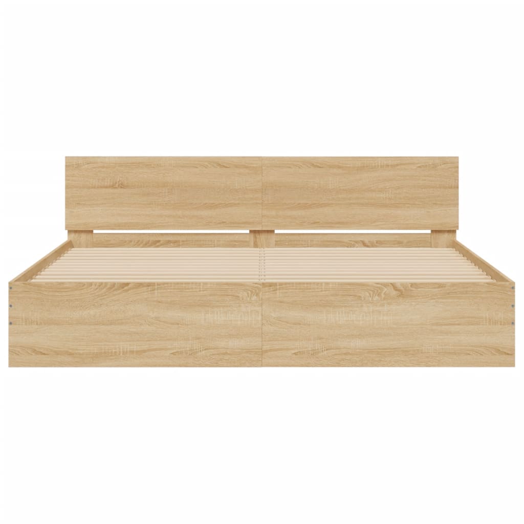 Bed Frame with Headboard Sonoma Oak 200x200 cm