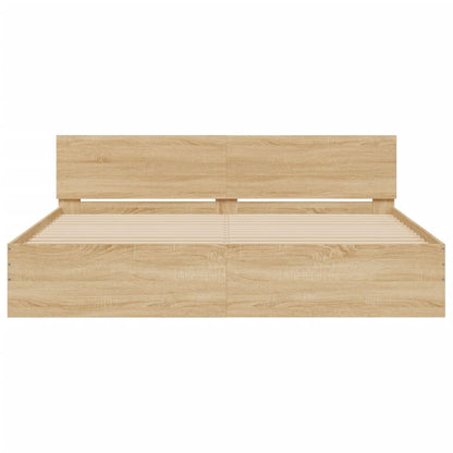 Bed Frame with Headboard Sonoma Oak 200x200 cm