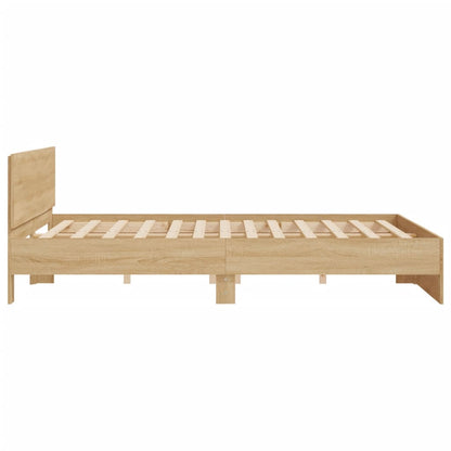 Bed Frame with Headboard Sonoma Oak 200x200 cm