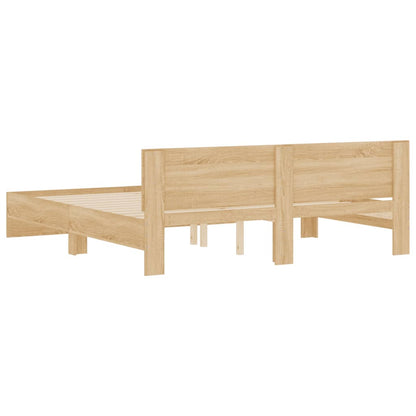 Bed Frame with Headboard Sonoma Oak 200x200 cm