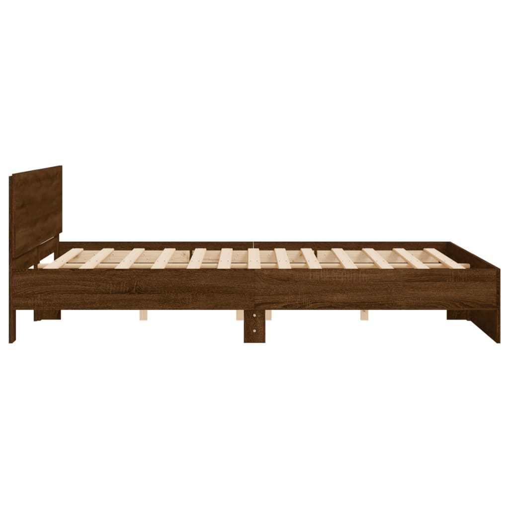 Bed Frame with Headboard Brown Oak 200x200 cm