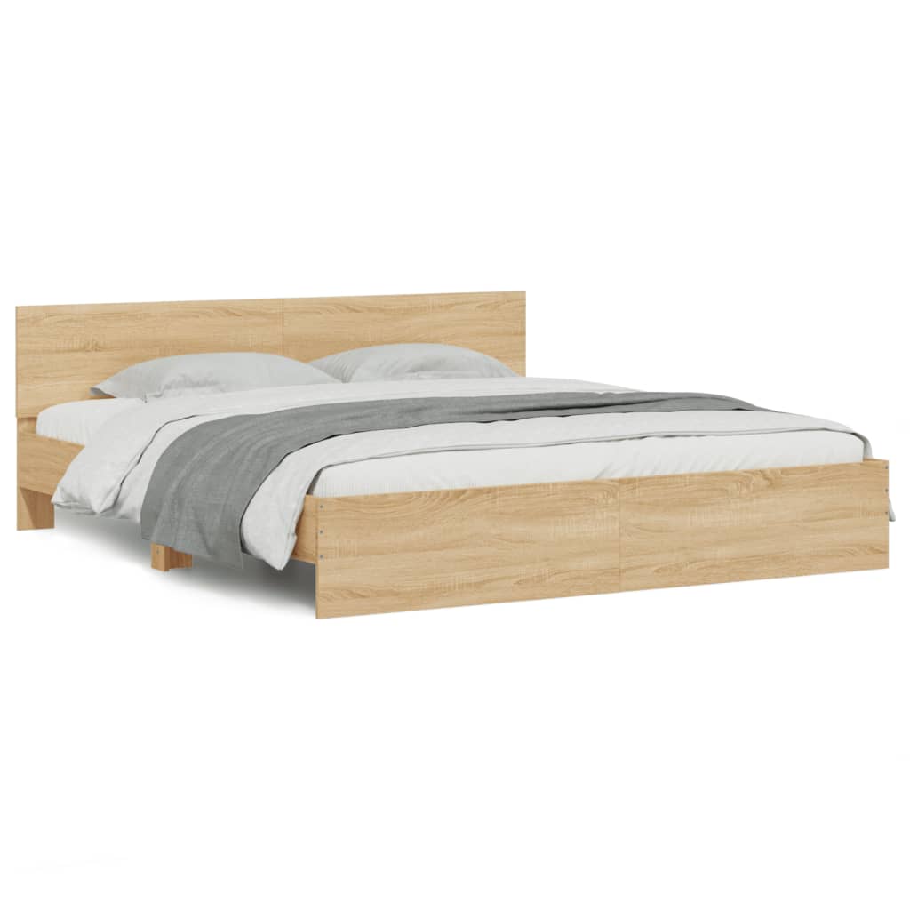 Bed Frame with Headboard Sonoma Oak 180x200 cm Super King Size