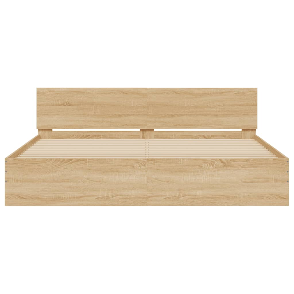 Bed Frame with Headboard Sonoma Oak 180x200 cm Super King Size