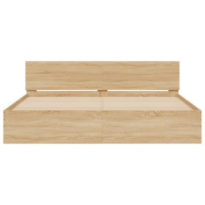 Bed Frame with Headboard Sonoma Oak 180x200 cm Super King Size