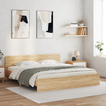 Bed Frame with Headboard Sonoma Oak 180x200 cm Super King Size