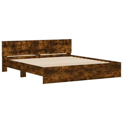 Bed Frame without Mattress Smoked Oak 180x200 cm Super King