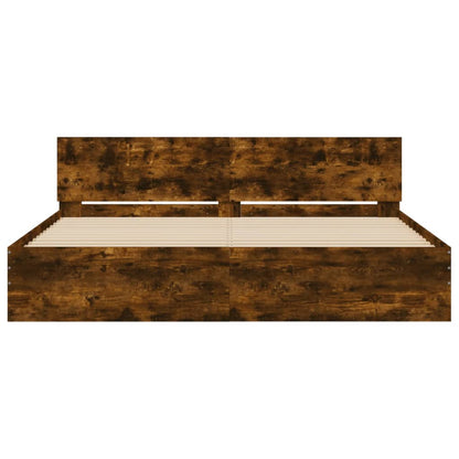 Bed Frame without Mattress Smoked Oak 180x200 cm Super King