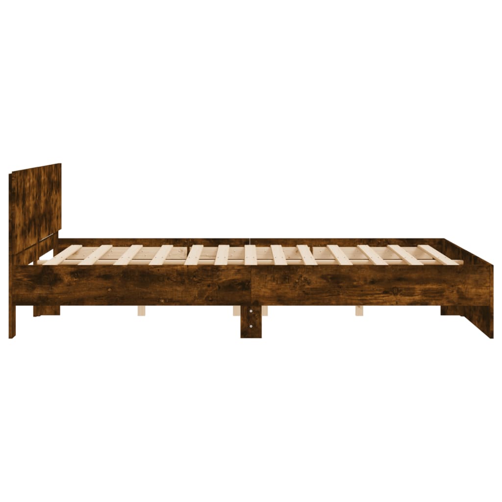 Bed Frame without Mattress Smoked Oak 180x200 cm Super King