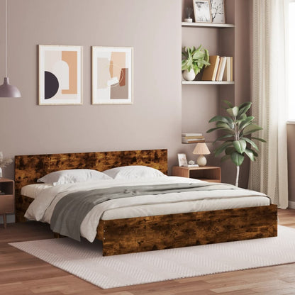 Bed Frame without Mattress Smoked Oak 180x200 cm Super King