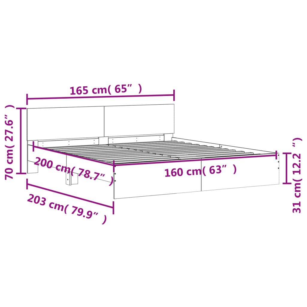 Bed Frame without Mattress Smoked Oak 160x200 cm