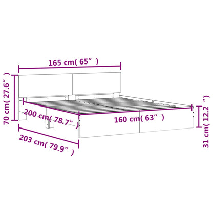 Bed Frame without Mattress Smoked Oak 160x200 cm