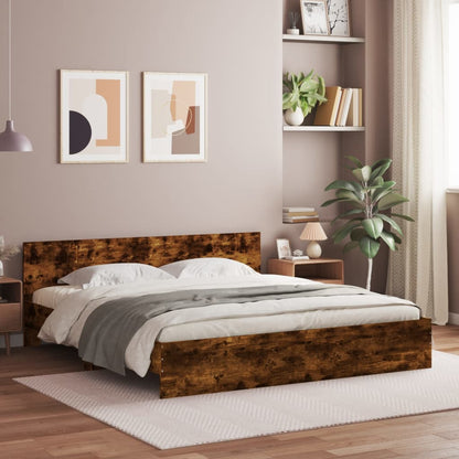 Bed Frame without Mattress Smoked Oak 160x200 cm