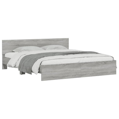 Bed Frame with Headboard Grey Sonoma 160x200 cm