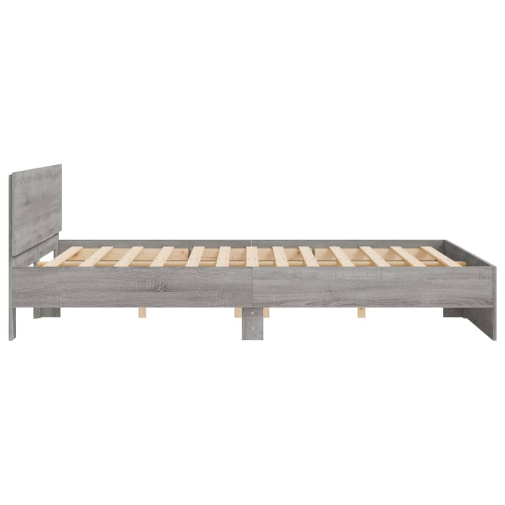 Bed Frame with Headboard Grey Sonoma 160x200 cm