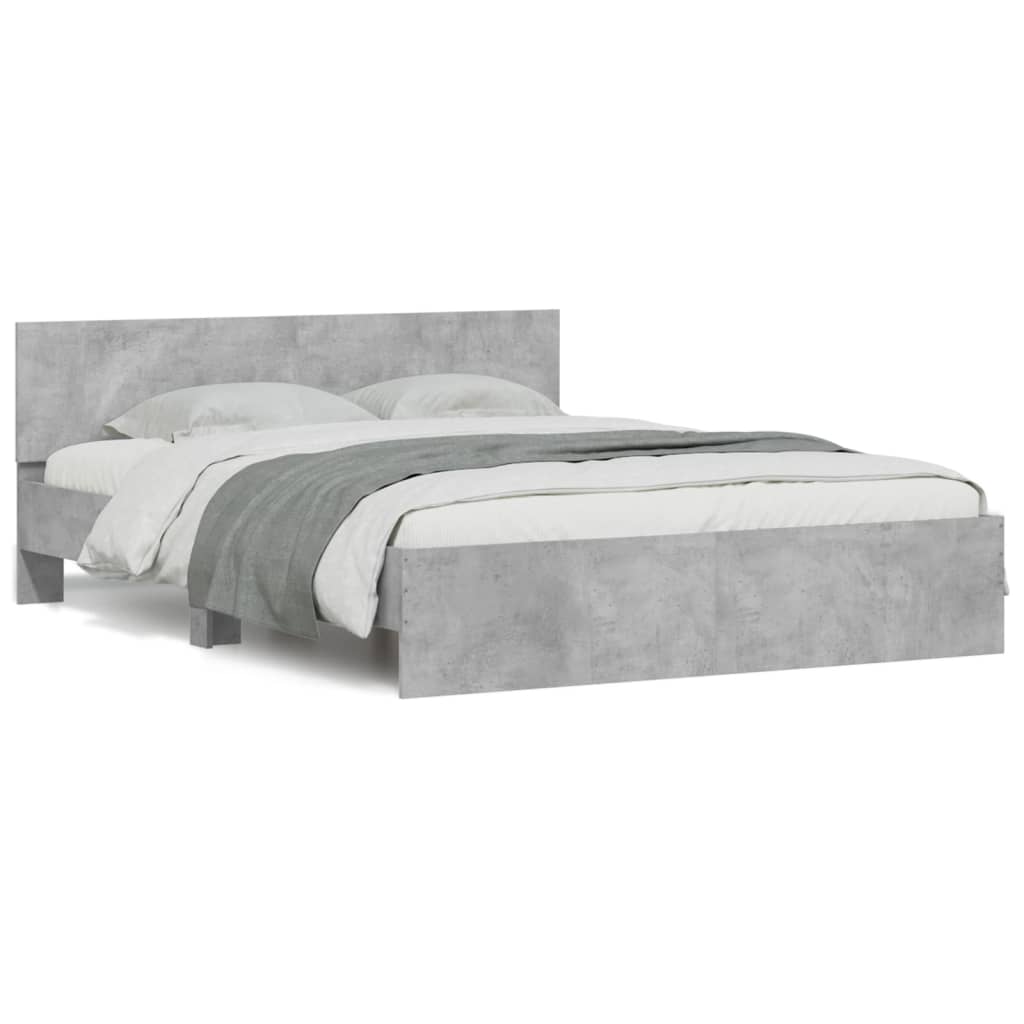 Bed Frame with Headboard Concrete Grey 150x200 cm King Size