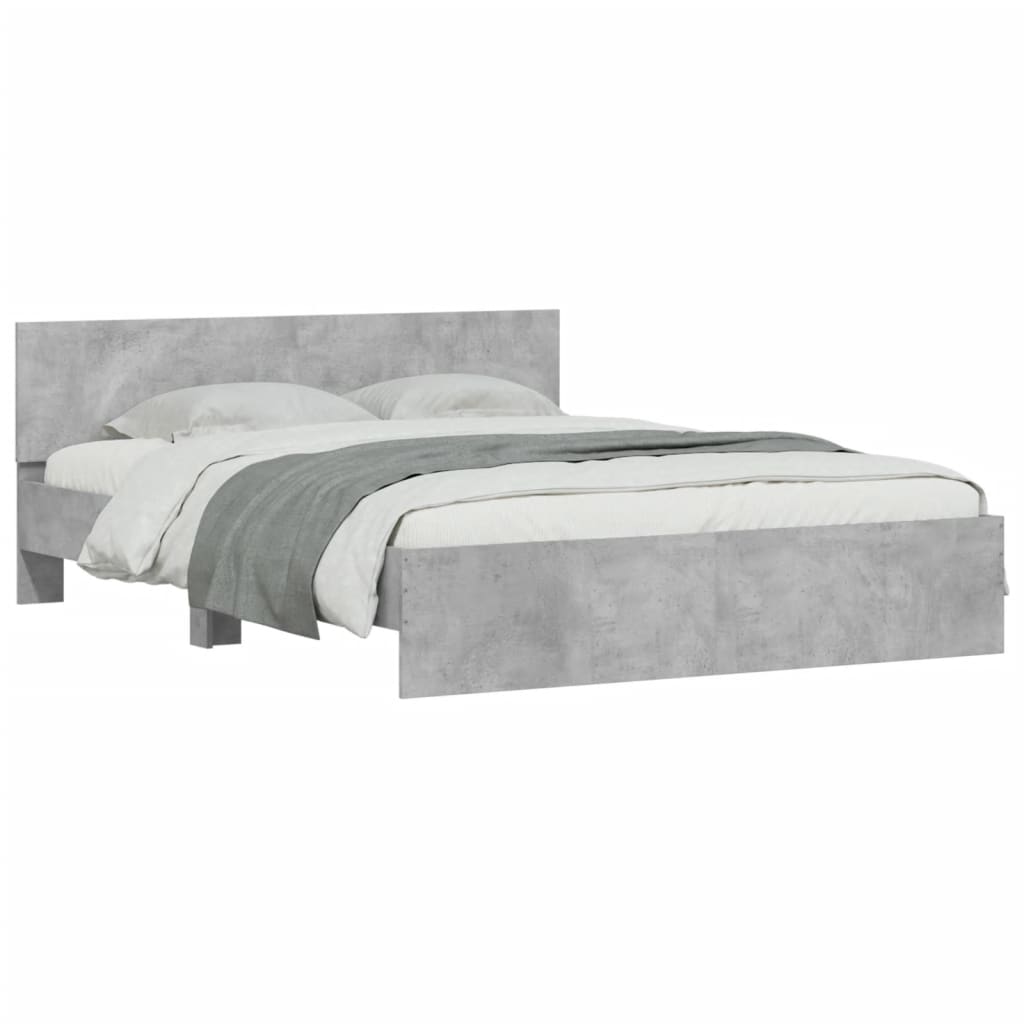 Bed Frame with Headboard Concrete Grey 150x200 cm King Size