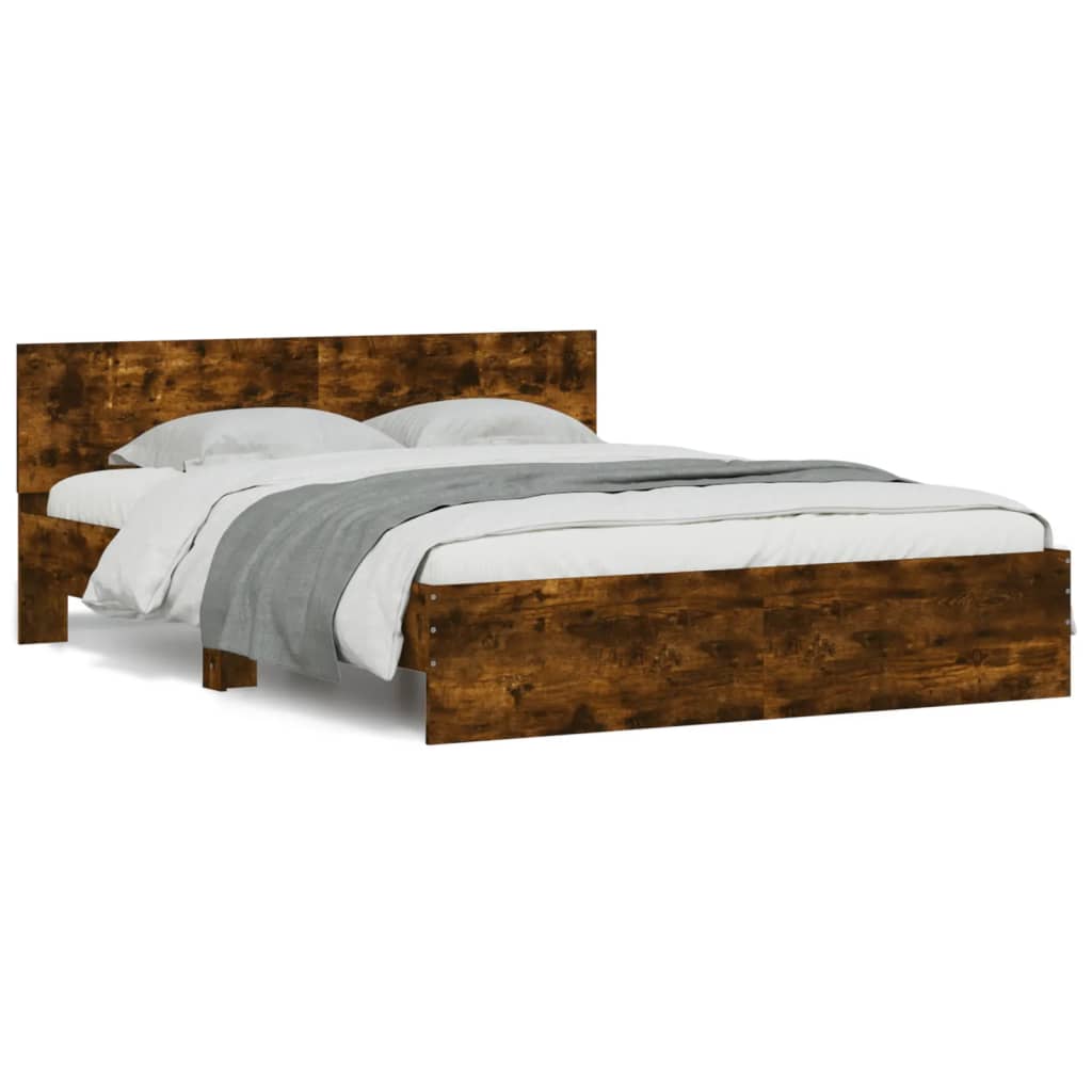 Bed Frame without Mattress Smoked Oak 150x200 cm King Size