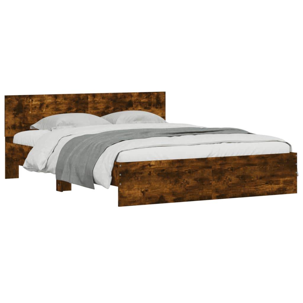 Bed Frame without Mattress Smoked Oak 150x200 cm King Size