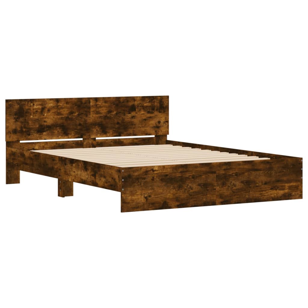 Bed Frame without Mattress Smoked Oak 150x200 cm King Size