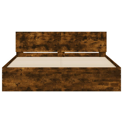 Bed Frame without Mattress Smoked Oak 150x200 cm King Size