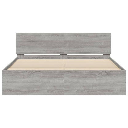 Bed Frame with Headboard Grey Sonoma 150x200 cm King Size