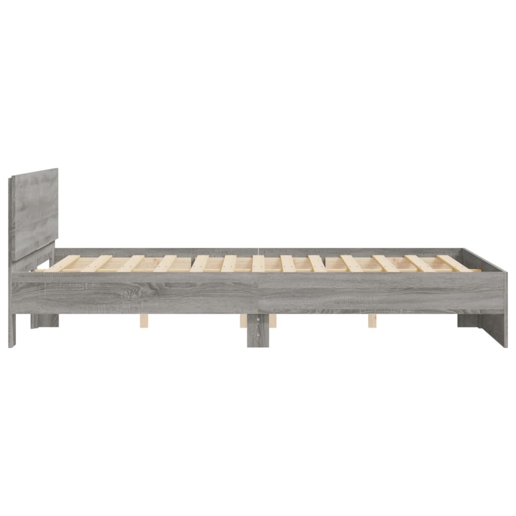 Bed Frame with Headboard Grey Sonoma 150x200 cm King Size