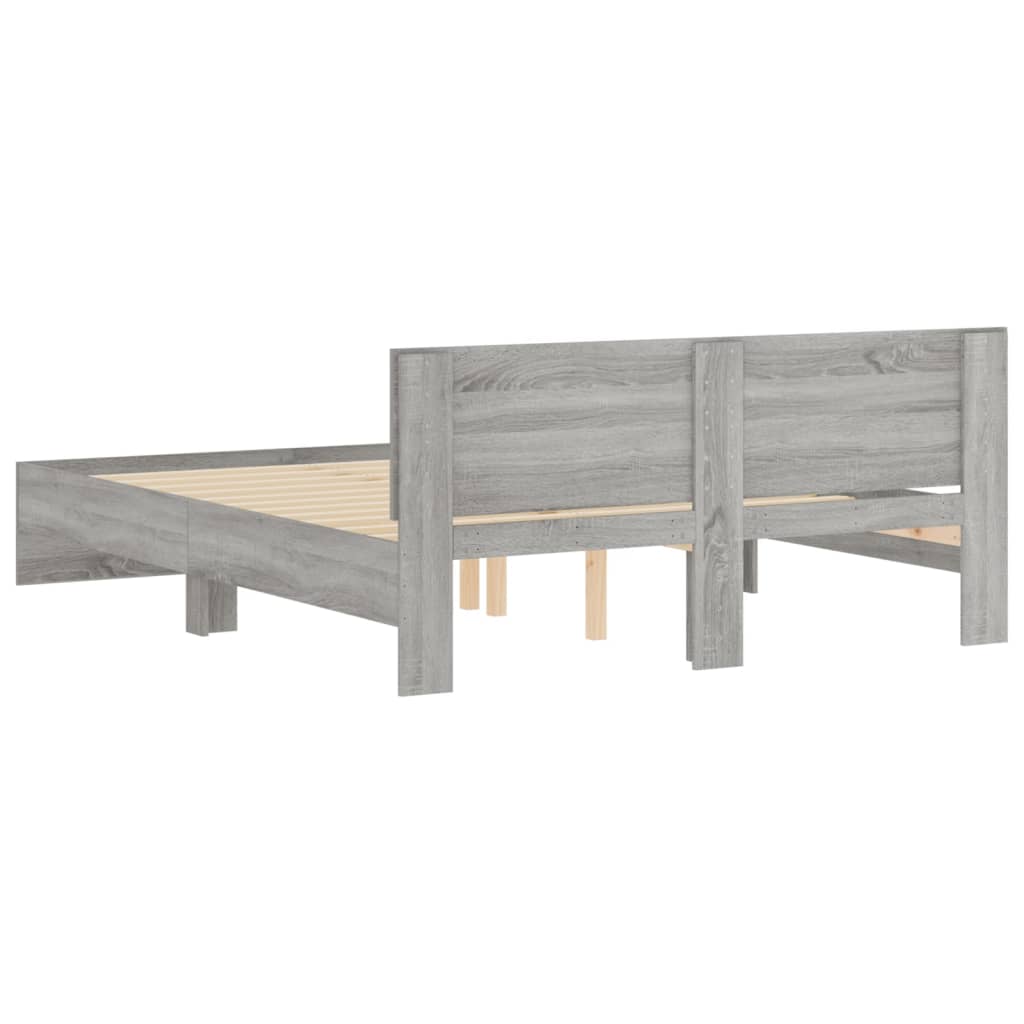 Bed Frame with Headboard Grey Sonoma 150x200 cm King Size