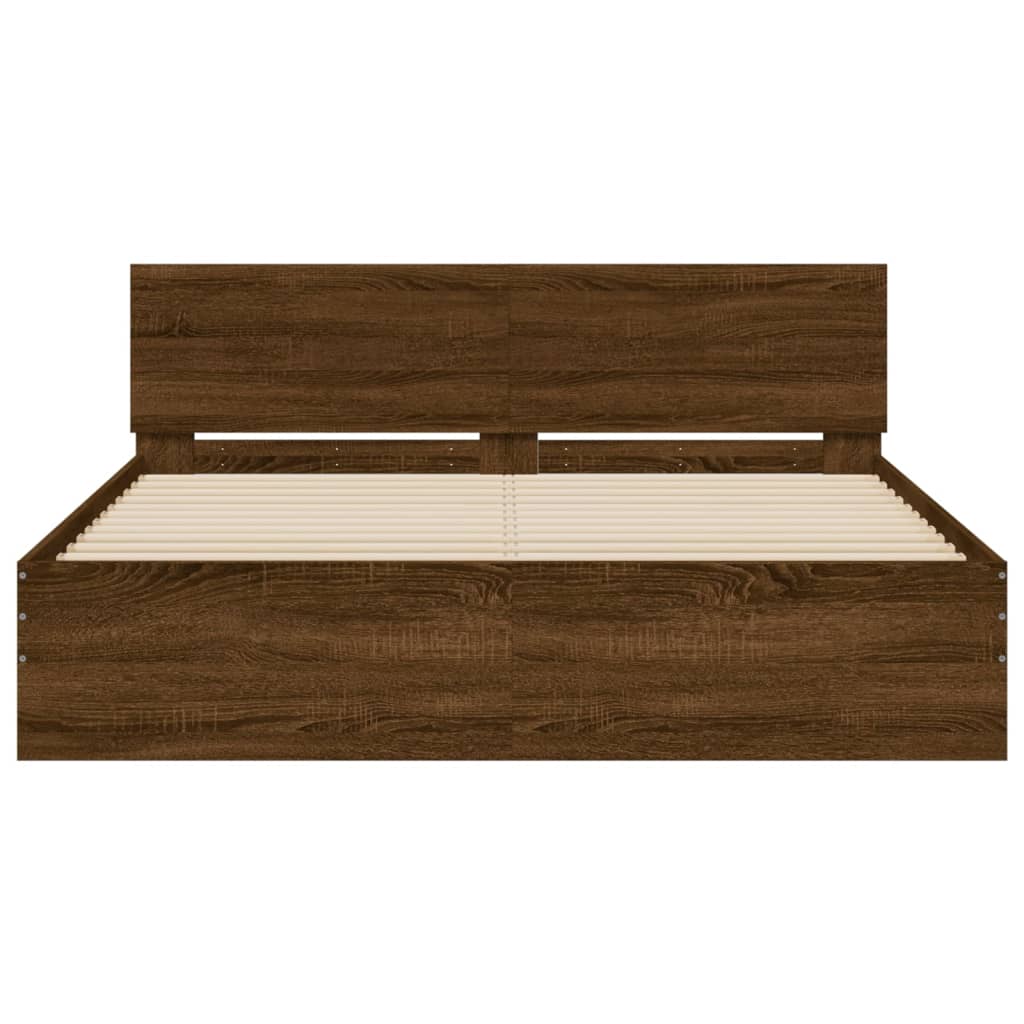 Bed Frame without Mattress Brown Oak 150x200 cm King Size