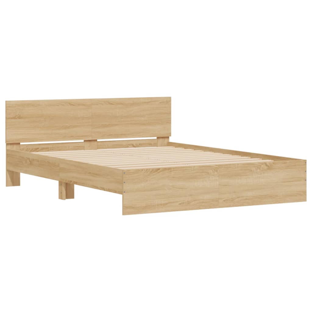 Bed Frame with Headboard Sonoma Oak 140x200 cm