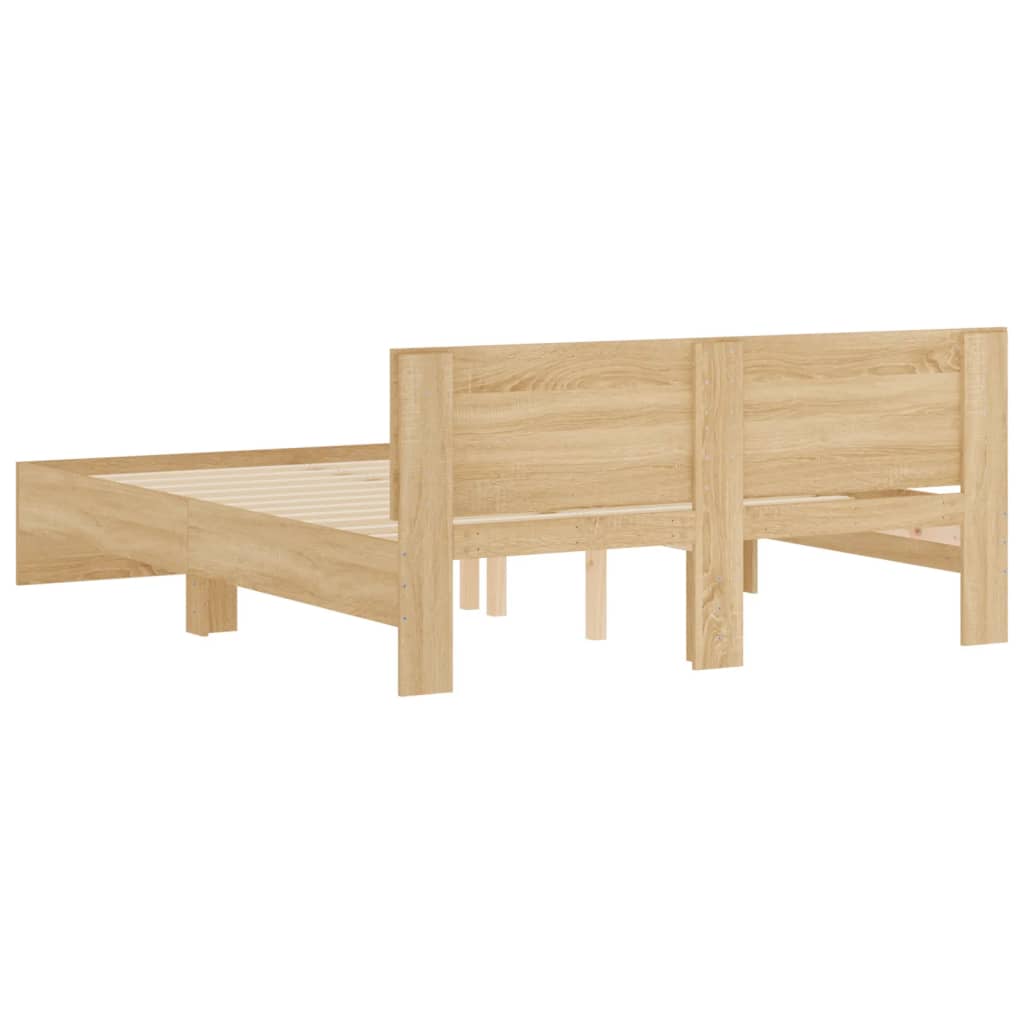 Bed Frame with Headboard Sonoma Oak 140x200 cm