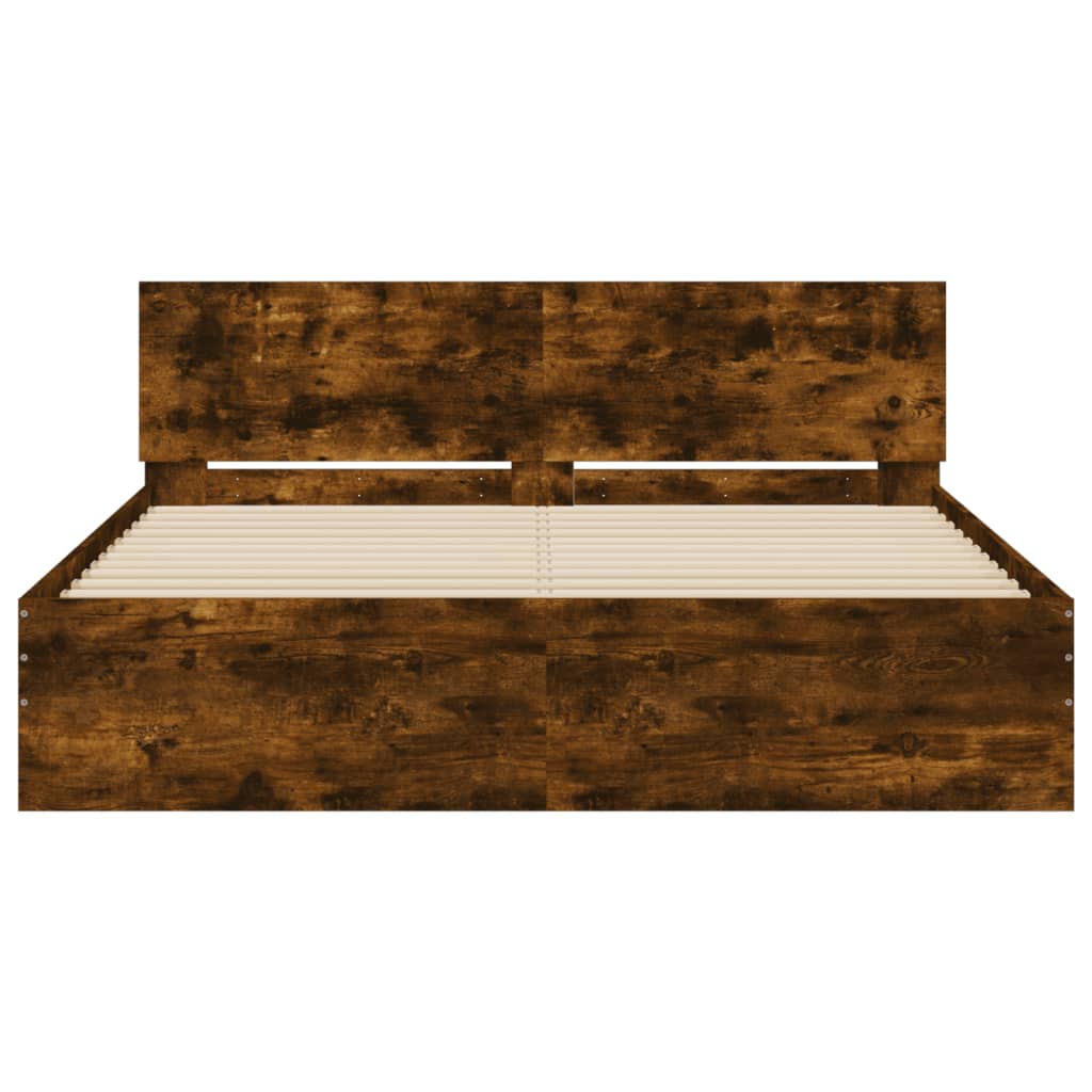 Bed Frame without Mattress Smoked Oak 140x200 cm