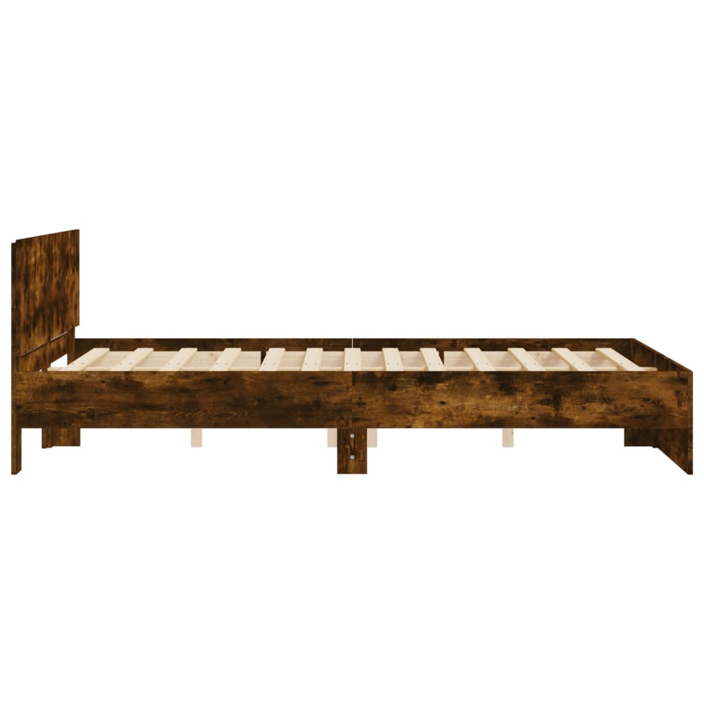 Bed Frame without Mattress Smoked Oak 140x200 cm