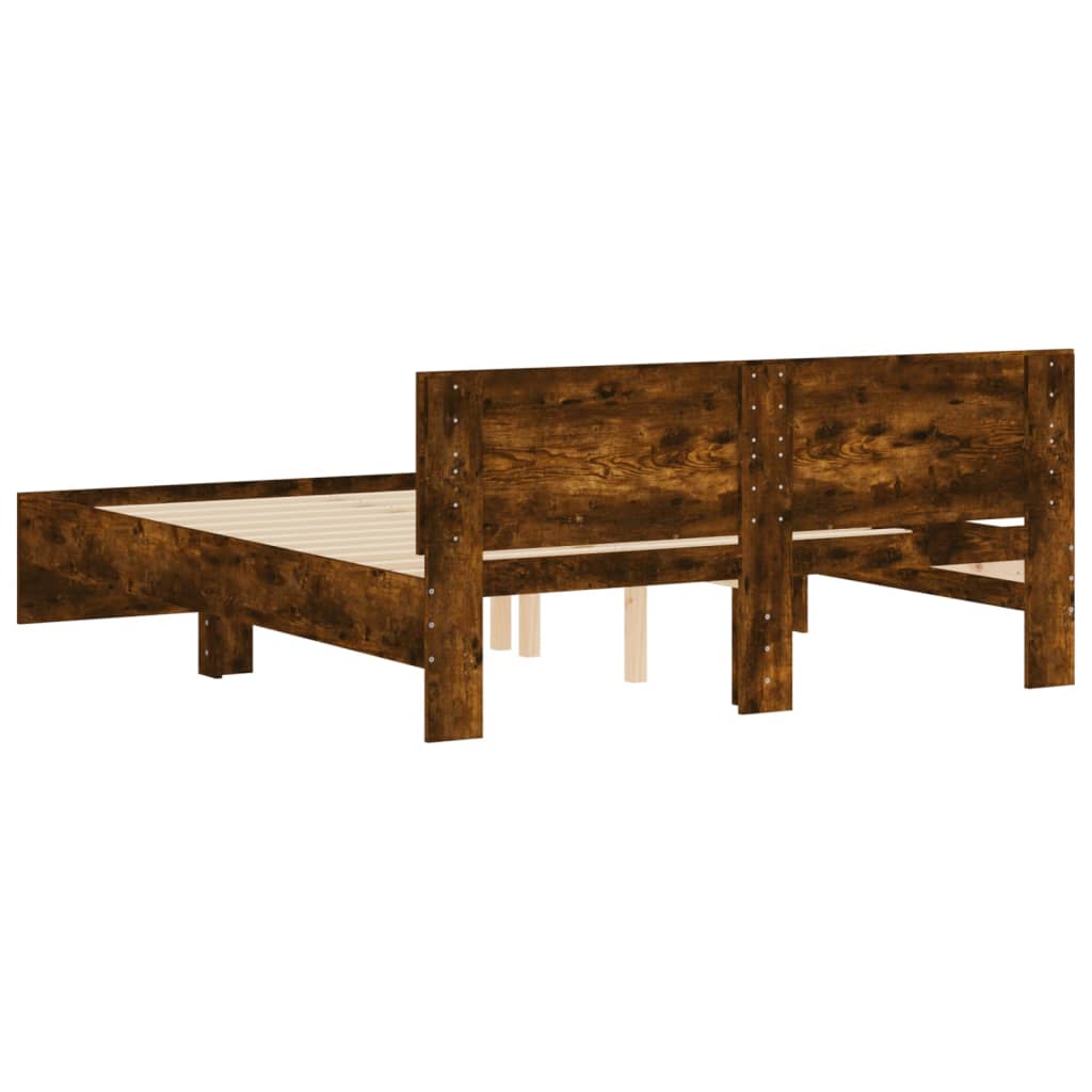 Bed Frame without Mattress Smoked Oak 140x200 cm