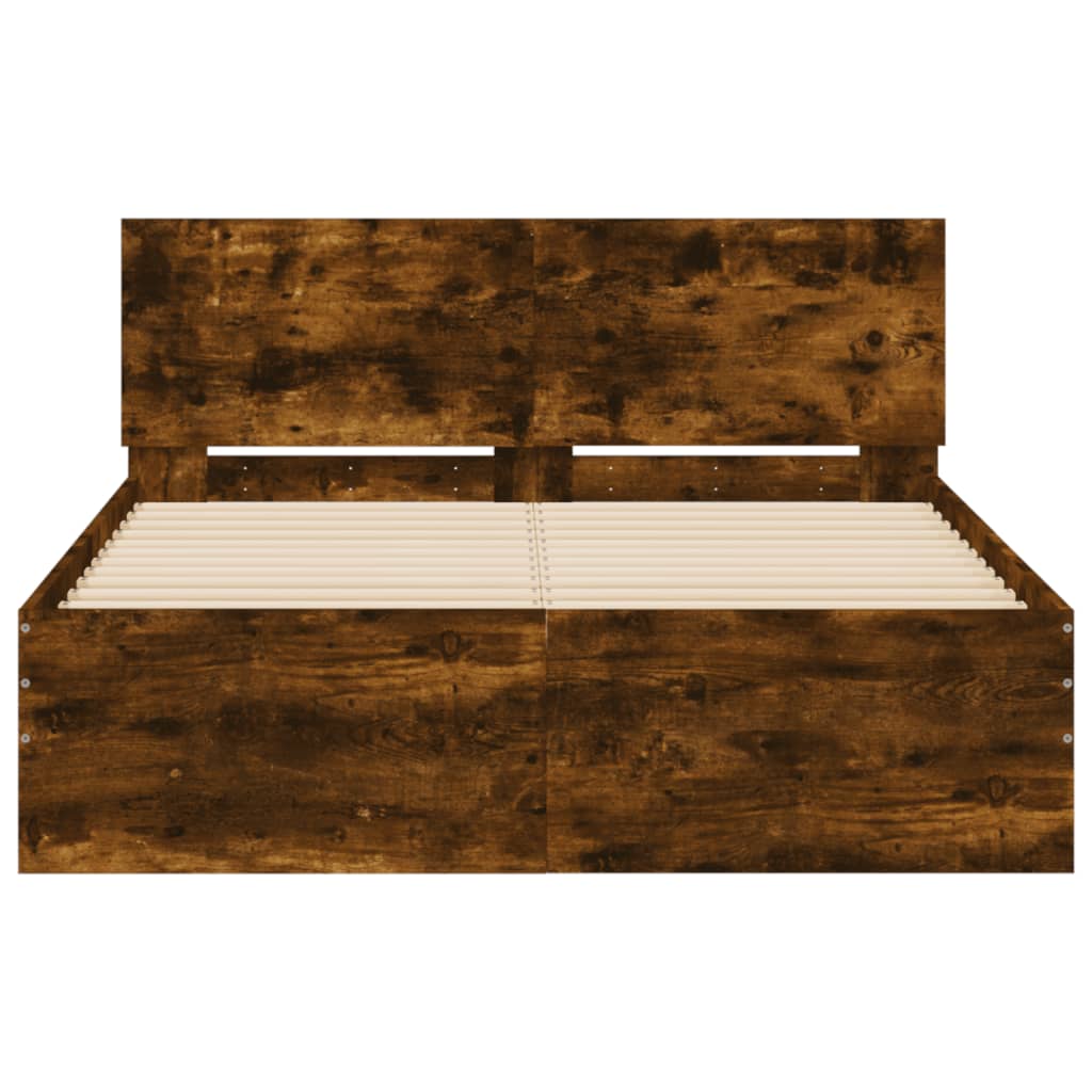 Bed Frame without Mattress Smoked Oak 120x200 cm