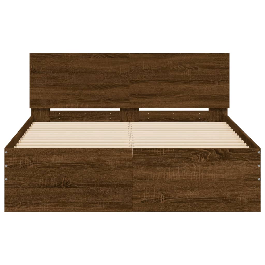 Bed Frame without Mattress Brown Oak 120x200 cm