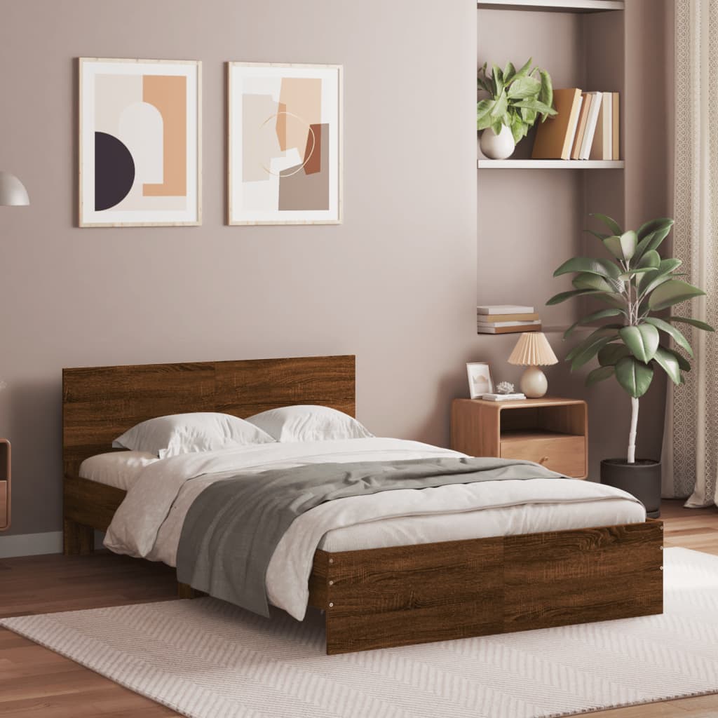 Bed Frame without Mattress Brown Oak 120x200 cm