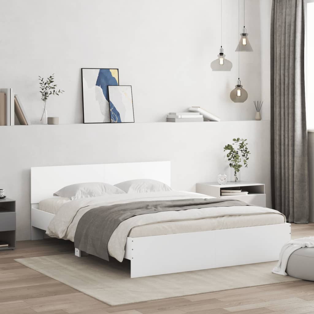 Bed Frame with Headboard White 140x190 cm