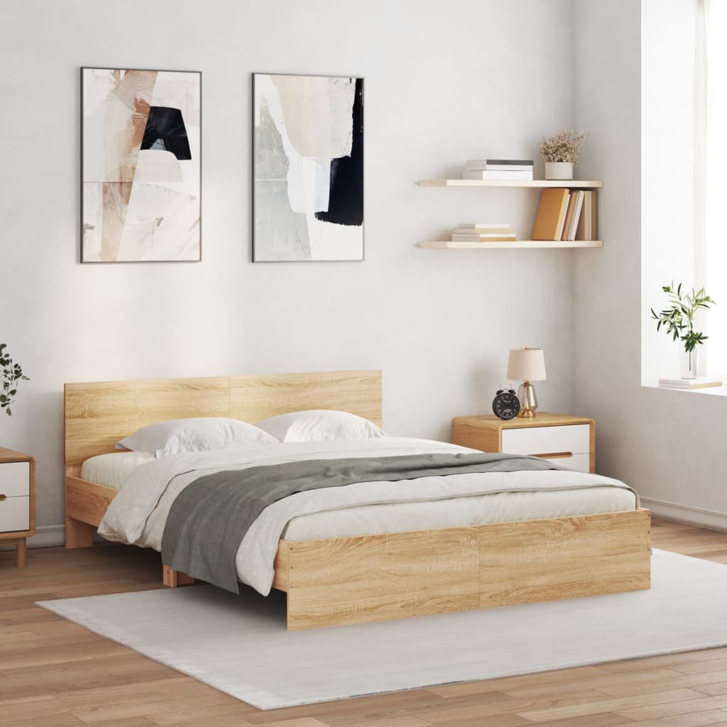 Bed Frame without Mattress Sonoma Oak 140x190 cm