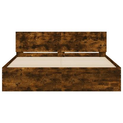 Bed Frame without Mattress Smoked Oak 140x190 cm