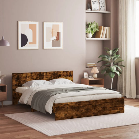 Bed Frame without Mattress Smoked Oak 140x190 cm