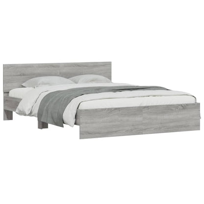 Bed Frame with Headboard Grey Sonoma 140x190 cm