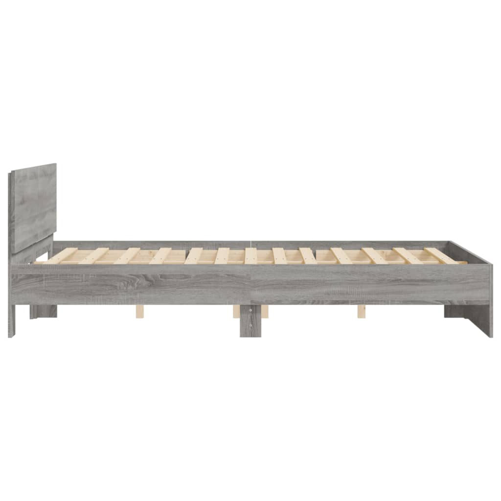 Bed Frame with Headboard Grey Sonoma 140x190 cm