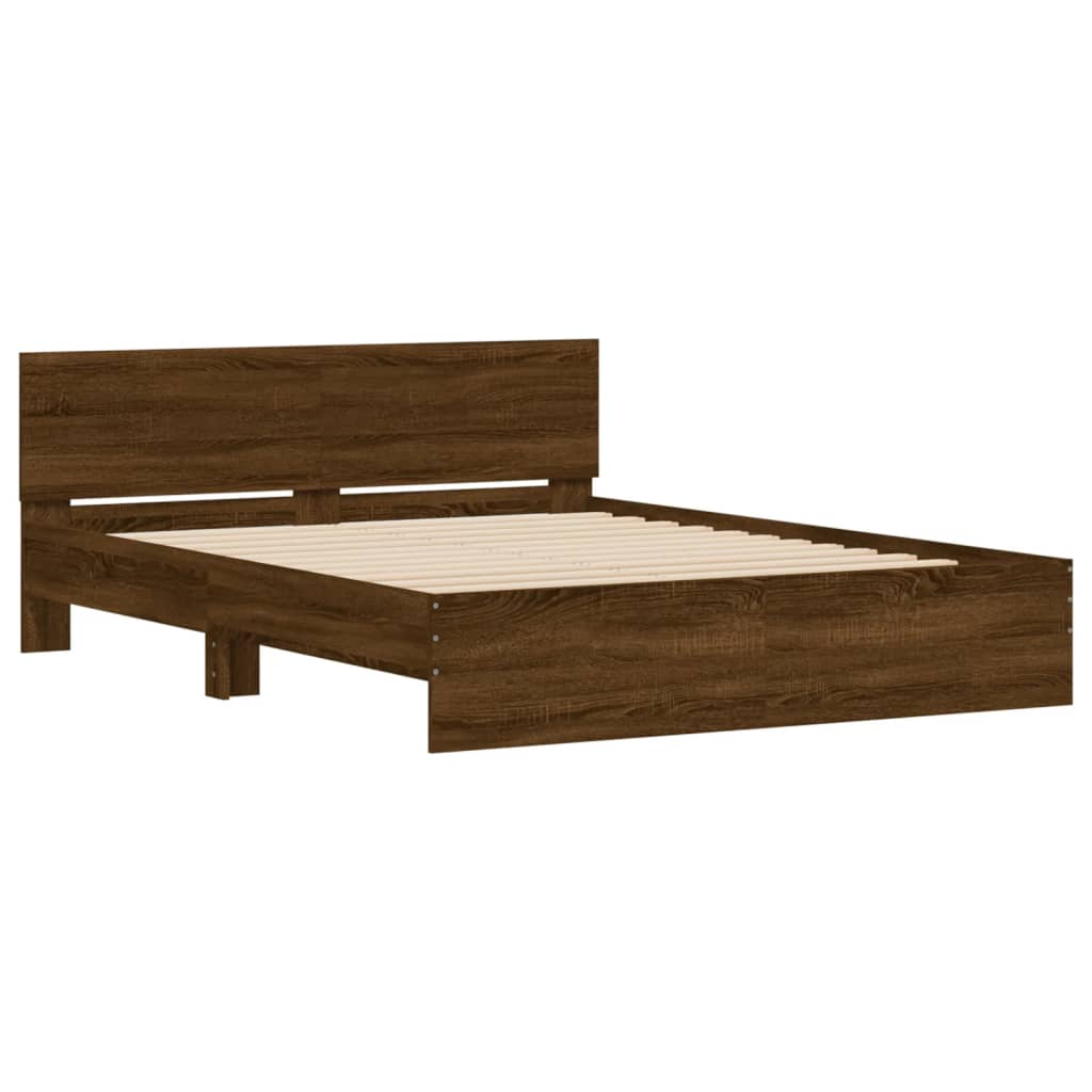 Bed Frame with Headboard Brown Oak 140x190 cm