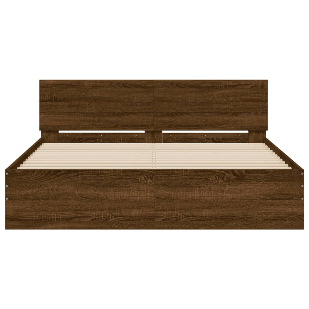 Bed Frame with Headboard Brown Oak 140x190 cm