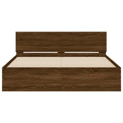 Bed Frame with Headboard Brown Oak 140x190 cm