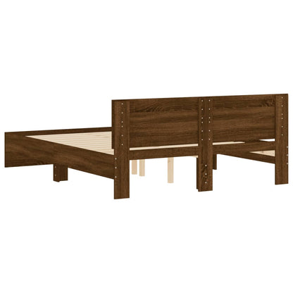 Bed Frame with Headboard Brown Oak 140x190 cm