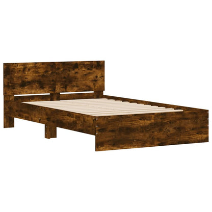 Bed Frame with Headboard Smoked Oak 135x190 cm Double