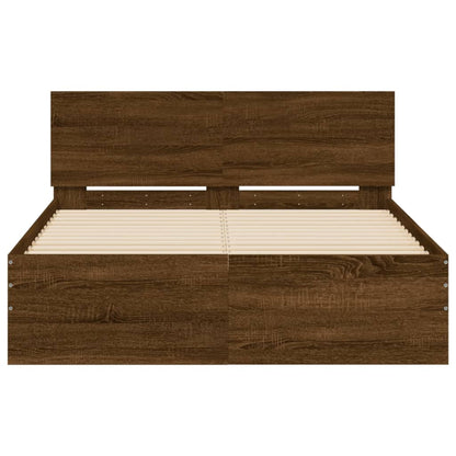 Bed Frame without Mattress Brown Oak 135x190 cm Double