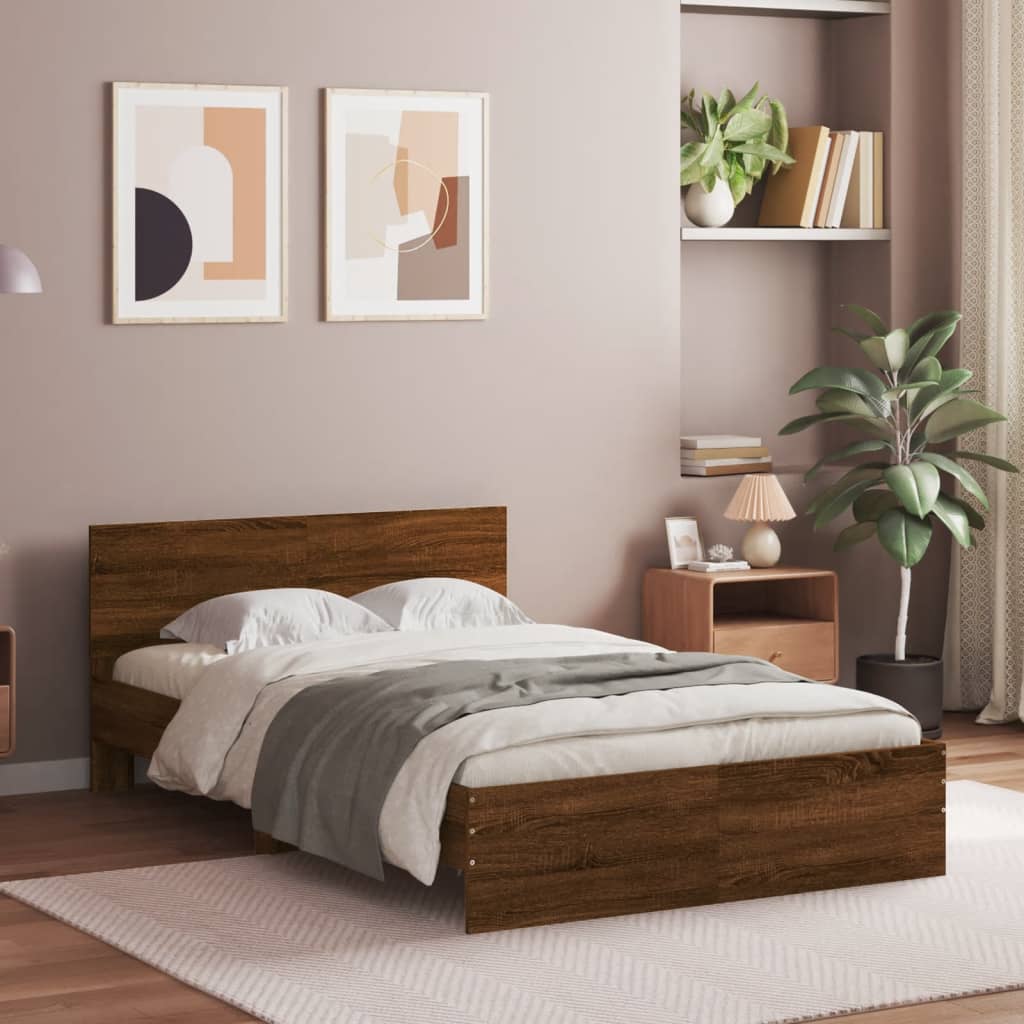 Bed Frame without Mattress Brown Oak 135x190 cm Double