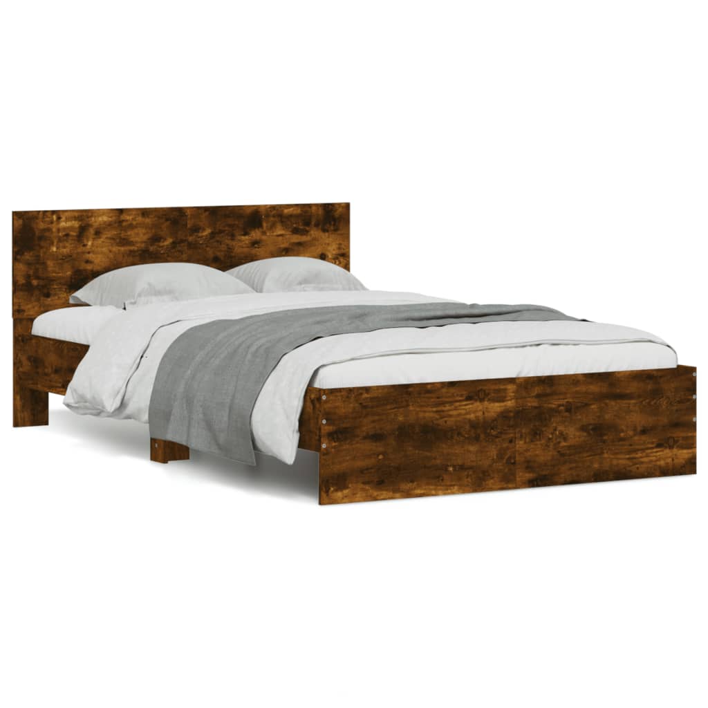 Bed Frame without Mattress Smoked Oak 120x190 cm Small Double